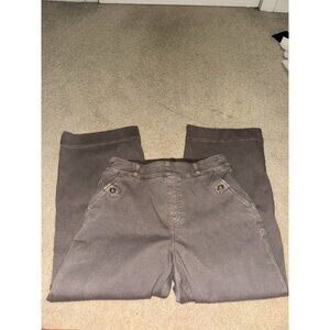 Spanx Stretch Twill Cropped Pants In Smoke Size Large